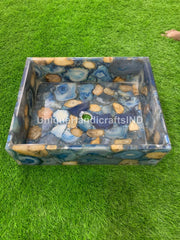 Blue Agate Wash basin Sink Natural Agate Stone Handmade /stone basin /Kitchen & bathroom Accessories/bathroom Decor/ Blue and Tan Agate Mix Unique Handicrafts IND