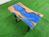 Entryway Console Table Blue Epoxy Resin Arts , Narrow Console Table, Modern Entryway Console Table, Sofa Table, tapered legs, Custom Table Unique Handicrafts IND