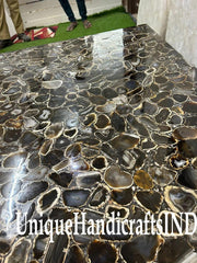 Black Agate Stone Countertop /Slab ,Agate Natural Stones Dining /Coffee Table Top Home Kitchen & Bathroom Countertops Slab Unique Handicrafts IND