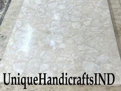 Crystal Table With White Quartz Stone Dining/Coffee/Center/Kitchen Table Countertops Slab For Home & Farmhouse Decor Furniture Unique Handicrafts IND
