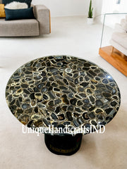 Coffee table top in Black gold agate stone , Sofa table top ,End table top Living room furniture Unique Handicrafts IND