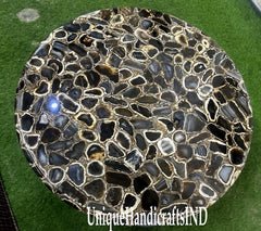 Coffee table top in Black gold agate stone , Sofa table top ,End table top Living room furniture Unique Handicrafts IND