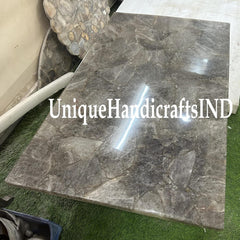 Crystal table With Smoky Quartz Stone Mosaic Art Kitchen ,dining Countertops Island Slab For Home Decor Furniture Unique Handicrafts IND