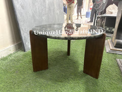 Coffee Table Labradorite Gems stone/Bed side Table, Dining Table, for Home and Office,Labradorite Round Coffee Table with legs 16" inch tall Unique Handicrafts IND