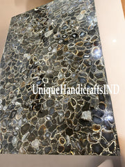 Black Agate Stone Countertop /Slab ,Agate Natural Stones Dining /Coffee Table Top Home Kitchen & Bathroom Countertops Slab Unique Handicrafts IND