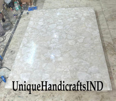 Crystal Table With White Quartz Stone Dining/Coffee/Center/Kitchen Table Countertops Slab For Home & Farmhouse Decor Furniture Unique Handicrafts IND