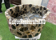 Natural Oval WashBasin | Agate Sink (Customisable) Unique Handicrafts IND