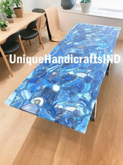 Natural Blue Agate Table Top, Natural Blue Agate Backlit Slab, Blue Agate Center Table, Agate Console Table , Agate Countertop Home Decors Unique Handicrafts IND