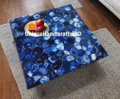 Natural Blue Agate Table Top for Coffee Table, Side table, Blue Agate Bed Side Table, Agate End Table, Blue Agate Table Handmade Furniture Unique Handicrafts IND