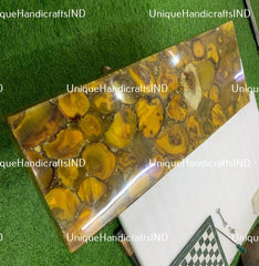 outdoor, handmade, kids, antique, vintage, modern, miniature furniture in yellow agate console table countertop slabs Unique Handicrafts IND