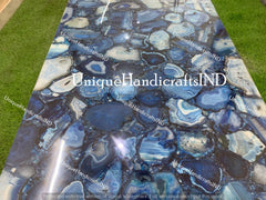 Blue Agate Coffee Table, Stone Kitchen Table, Blue Agate Countertop, Gemstone Agate Slab, Home & Living Room Decor Unique Handicrafts IND