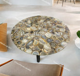 Round Coffee Table Top With Mosaic Stone Arts Handmade Furniture Living Room Decor Unique Handicrafts IND