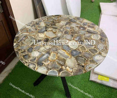 Round Coffee Table Top With Mosaic Stone Arts Handmade Furniture Living Room Decor Unique Handicrafts IND