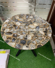 Round Coffee Table Top With Mosaic Stone Arts Handmade Furniture Living Room Decor Unique Handicrafts IND