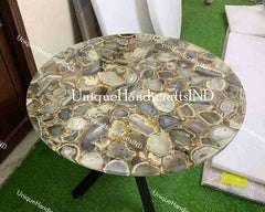 Round Coffee Table Top With Mosaic Stone Arts Handmade Furniture Living Room Decor Unique Handicrafts IND
