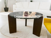 Coffee Table Labradorite Gems stone/Bed side Table, Dining Table, for Home and Office,Labradorite Round Coffee Table with legs 16" inch tall Unique Handicrafts IND