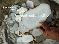 Stone Round Table Top | Quartz Table Top | Handmade Quartz Coffee Table for Home Decor | Natural Gemstone Furniture Unique Handicrafts IND