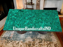 Malachite Stone Table Top / Counter Top / Malachite Marble Dining Kitchen Handmade Table Semi Precious Stone arts Unique Handicrafts IND