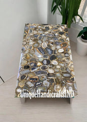 Coffee Table, Wild Geode Agate Coffee Table, Center Table, Handmade Furniture, Gemstone Table, Stone Kitchen Countertop Home Decor Unique Handicrafts IND