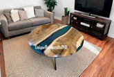 Epoxy Coffee Table Top in Teal color epoxy Unique Handicrafts IND