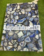 Blue Agate Table Top with Natural Table for home décor Decorative Coffee Table Top Mid Century Table Handmade Round Table Unique Handicrafts IND