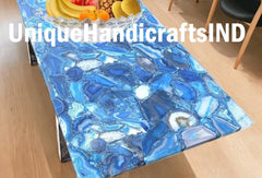 Natural Blue Agate Table Top, Natural Blue Agate Backlit Slab, Blue Agate Center Table, Agate Console Table , Agate Countertop Home Decors Unique Handicrafts IND