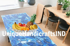 Natural Blue Agate Table Top, Natural Blue Agate Backlit Slab, Blue Agate Center Table, Agate Console Table , Agate Countertop Home Decors Unique Handicrafts IND