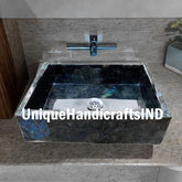 Labradorite Stone Top Sink/Washbasin, Labradorite Inlay Stone Top Geometrical Design Bathroom/Kitchen Accessories, Vessel Bathroom Decor Unique Handicrafts IND