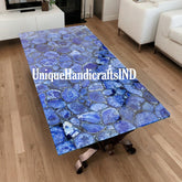 Dining Table Top in Blue Agate stone , Kitchen & Bar Countertop Island Slab, Stone Kitchen Table Top, Handmade Living Room Décor Furniture Unique Handicrafts IND