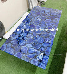 Dining Table Top in Blue Agate stone , Kitchen & Bar Countertop Island Slab, Stone Kitchen Table Top, Handmade Living Room Décor Furniture Unique Handicrafts IND