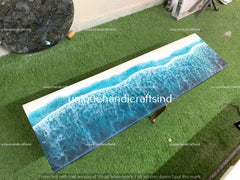 Resin coffee Table Top, Ocean Wave Epoxy wood Resin Table top , Console Table top in ocean wave resin Art Unique Handicrafts IND