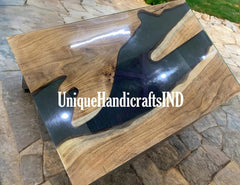 Resin Wooden Table,Customize Black Epoxy Resin Table, Handmade Live Edge River Epoxy Table, Dining Room Epoxy Table, Resin Epoxy Home Decor Unique Handicrafts IND