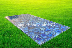 Blue Stone Table Top, kitchen slab, Blue Agate coffee/kitchen/living room table, home decor furniture Unique Handicrafts IND