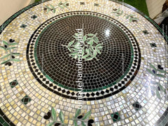 Coffe Table in Mother of Pearls stone Inlay work with Metal legs Unique Handicrafts IND