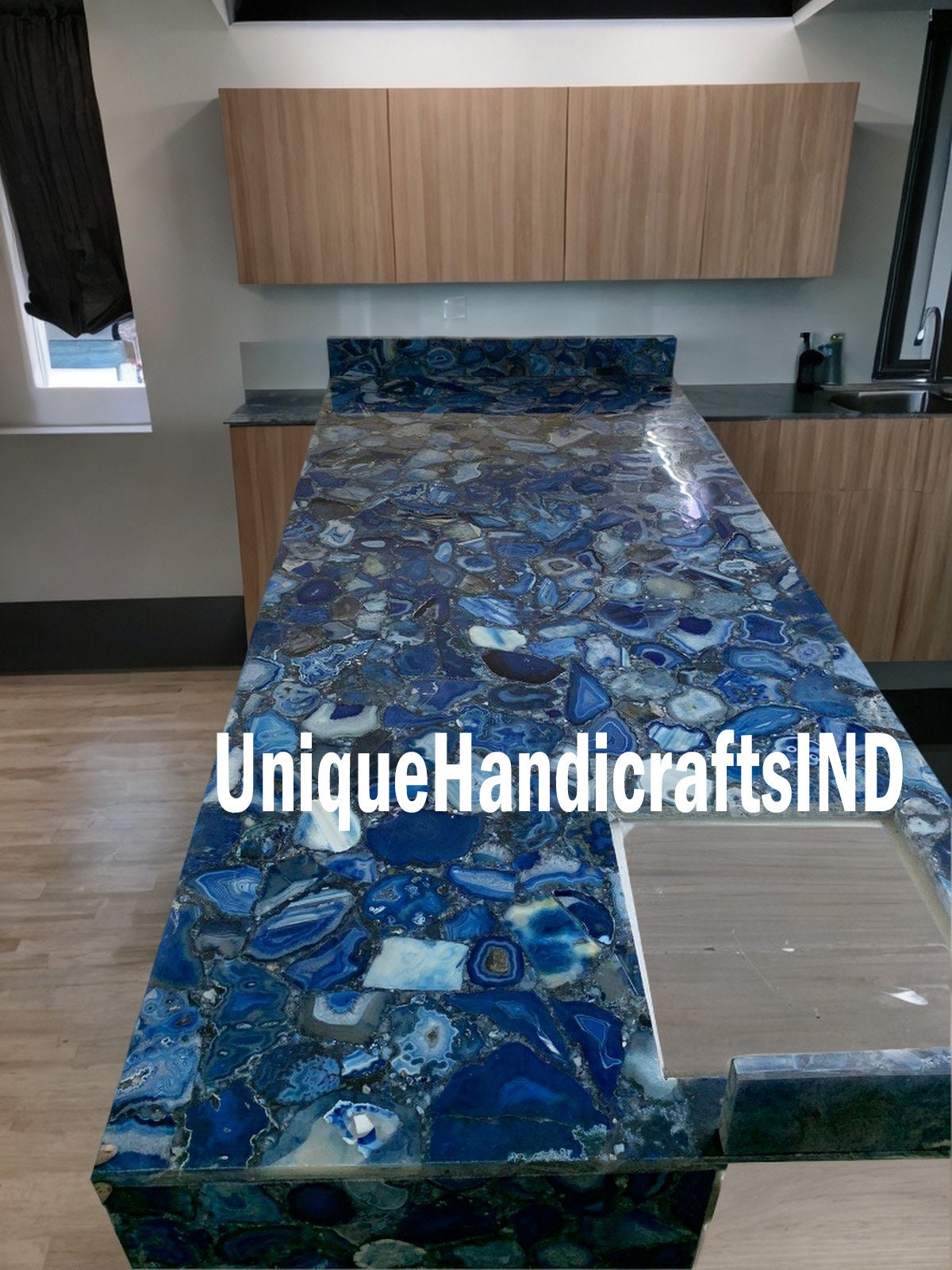 Customized Kitchen Countertops, Blue Agate Geode Countertop Slabs, Agate Kitchen Island, Coffee & Dining table, Slabs for Kitchen Decor Unique Handicrafts IND