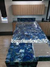 Customized Kitchen Countertops, Blue Agate Geode Countertop Slabs, Agate Kitchen Island, Coffee & Dining table, Slabs for Kitchen Decor Unique Handicrafts IND