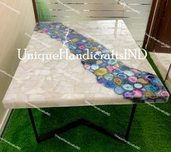 Mix Agate Table, Natural Agate Gemstone Coffee & Side Luxury Table, Glam Home Decor For New Home Gift, Accent Table Home Decor Unique Handicrafts IND