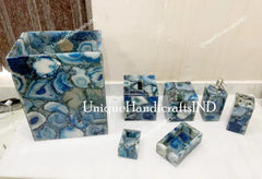 Bathroom Set With 7 Pcs / Bathroom Accessories / Bathroom Decor / Luxury Bathroom Set Gemstone Mosaic Arts for Luxury Bathroom Decor Unique Handicrafts IND