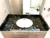 Bathroom Countertop Sink Vanity Slab With Labradorite Semi Precious Stone Handmade Furniture Home Decor Unique Handicrafts IND