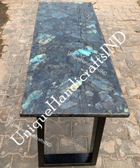 Labradorite Console Table Top Statement Piece for Your Home & Office, Labradorite Table,Home Decor,Furniture,Gemstone Stone Top Unique Handicrafts IND
