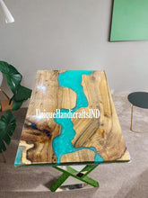 Blue Epoxy Resin Table with Acacia Wood Top Unique Coffee Table for Home and Restaurant Decor - Epoxy Center Table Hallway Furniture Decors Unique Handicrafts IND
