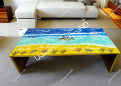 Ocean Coffee Table, Dining Epoxy Table, Ocean Wave Epoxy Table, Live Edge Epoxy Ocean Table, 100% Handmade Table, Epoxy Resin Table Unique Handicrafts IND