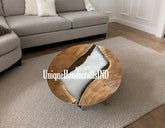 Round Epoxy Resin Table, Coffee Table, Wood Table ,Custom Order, Clear Epoxy Resin River Table, round Wood Home Decor Gift Unique Handicrafts IND
