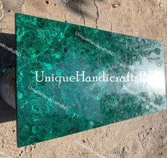 Malachite Stone Table Top / Counter Top / Malachite Marble Dining Kitchen Handmade Table Semi Precious Stone arts Unique Handicrafts IND