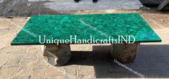 Malachite Stone Table Top / Counter Top / Malachite Marble Dining Kitchen Handmade Table Semi Precious Stone arts Unique Handicrafts IND