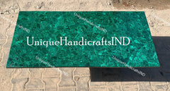 Malachite Stone Table Top / Counter Top / Malachite Marble Dining Kitchen Handmade Table Semi Precious Stone arts Unique Handicrafts IND
