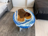 Ocean Sea River Epoxy Table, Dining Room Resin Table, Dinner Epoxy Coffee Table, Round Table Top, Walnut Epoxy Resin Table Unique Handicrafts IND
