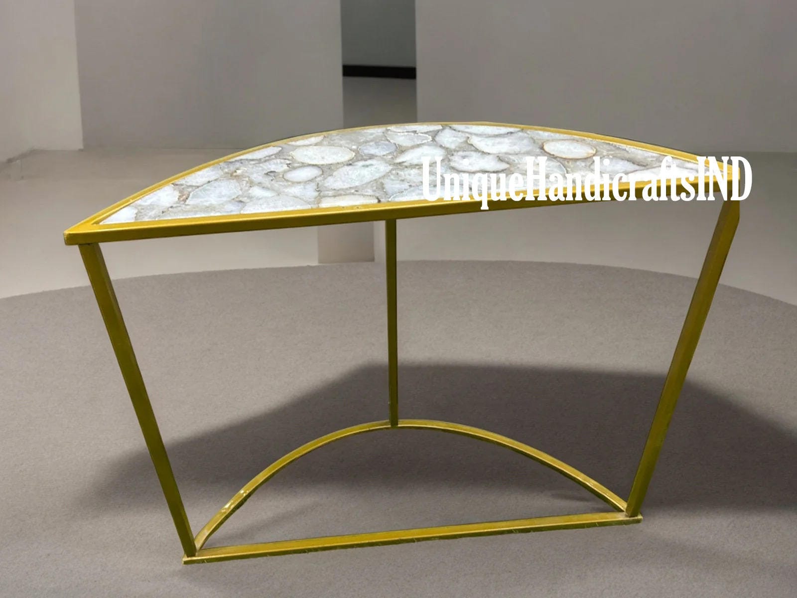 C-Shaped Agate Table Top | Natural Stone Accent Table | Unique Agate Decor for Home Unique Handicrafts IND