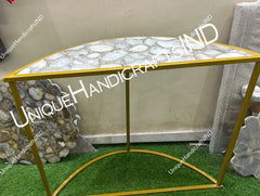 C-Shaped Agate Table Top | Natural Stone Accent Table | Unique Agate Decor for Home Unique Handicrafts IND