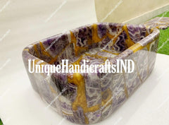 Farm house Sink / Washbasin With Amethyst Agate, Marble Sink, Natural Stone Sink, Vessel Sinks, Stone Bathroom Sink, Outdoor Sink, Unique Handicrafts IND